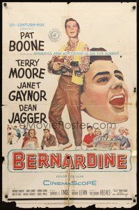 8p085 BERNARDINE 1sh '57 art of America's new boyfriend Pat Boone is on the screen!