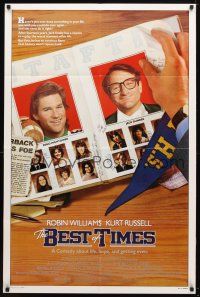 8p089 BEST OF TIMES 1sh '86 high school football, Robin Williams & Kurt Russell!
