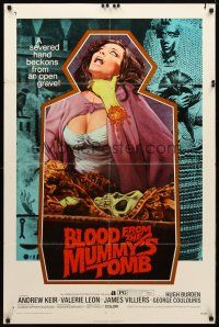 8p108 BLOOD FROM THE MUMMY'S TOMB 1sh '72 AIP, art of sexy women & severed hand!