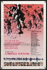 8p127 BRIDGE TOO FAR style B 1sh '77 Michael Caine, Connery, cool art of hundreds of paratroopers!