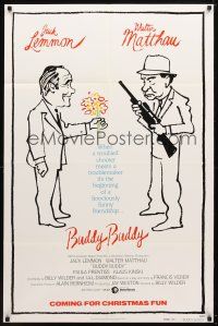 8p133 BUDDY BUDDY advance 1sh '81 great wacky art of Jack Lemmon & Walter Matthau!