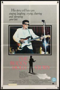 8p134 BUDDY HOLLY STORY 1sh '78 great image of Gary Busey performing on stage with guitar!