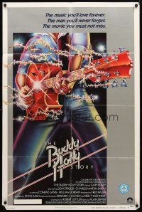 8p135 BUDDY HOLLY STORY style B 1sh '78 Gary Busey great art of electrified guitar, rock 'n' roll!