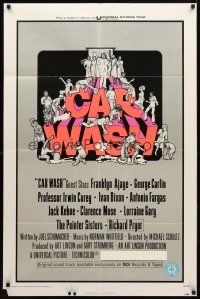 8p148 CAR WASH 1sh '76 written by Joel Schumacher, cool Drew Struzan art of cast around title!