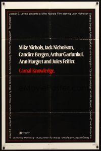 8p150 CARNAL KNOWLEDGE 1sh '71 Jack Nicholson, Candice Bergen, Art Garfunkel, Ann-Margret!