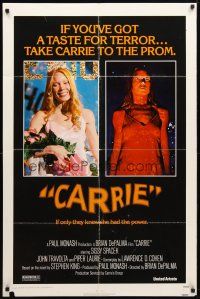 8p151 CARRIE 1sh '76 Stephen King, Sissy Spacek before and after her bloodbath at the prom!