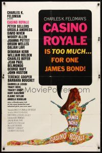 8p152 CASINO ROYALE 1sh '67 all-star James Bond spy spoof, psychedelic art & sexy women!