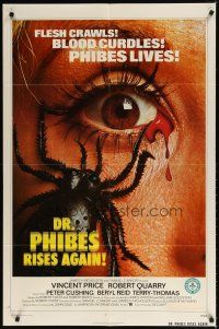 8p221 DR. PHIBES RISES AGAIN 1sh '72 Vincent Price, classic close up image of beetle in eye!