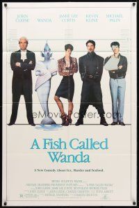 8p269 FISH CALLED WANDA 1sh '88 John Cleese, sexy Jamie Lee Curtis, Kline & Palin!