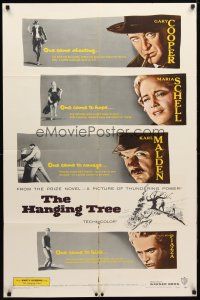 8p341 HANGING TREE 1sh '59 cool portraits of Gary Cooper, Maria Schell & Karl Malden!