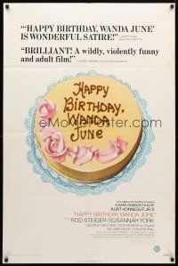 8p343 HAPPY BIRTHDAY WANDA JUNE 1sh '71 from Kurt Vonnegut play, Rod Steiger, cake!
