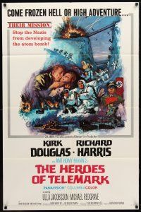 8p358 HEROES OF TELEMARK 1sh '66 Kirk Douglas & Richard Harris stop Nazis from making atom bomb!