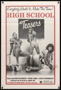 8p361 HIGH SCHOOL TEASERS 1sh '81 sexy cheerleaders in football pads & little else!