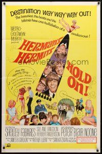 8p363 HOLD ON 1sh '66 rock & roll, great image of Herman's Hermits, Shelley Fabares!
