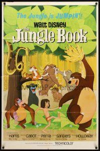 8p406 JUNGLE BOOK 1sh '67 Walt Disney cartoon classic, great image of all characters!