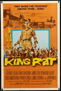 8p418 KING RAT 1sh '65 art of George Segal & Tom Courtenay, James Clavell, World War II POWs!