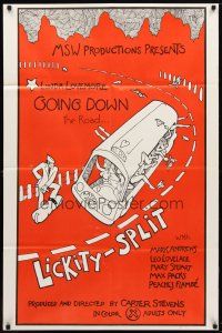 8p436 LICKITY SPLIT 1sh '74 directed by Carter Stevens, sexy Linda Lovemore going down the road!