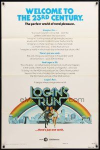 8p440 LOGAN'S RUN advance 1sh '76 art of Michael York & Jenny Agutter running away by Charles Moll!