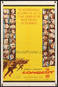 8p443 LONGEST DAY 1sh '62 John Wayne & Richard Burton in World War II w/all-star cast!