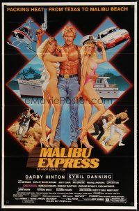 8p461 MALIBU EXPRESS 1sh '85 directed by Andy Sidaris, Salk art of sexy bikini clad girls!