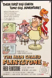 8p463 MAN CALLED FLINTSTONE 1sh '66 Hanna-Barbera, Fred, Barney, Wilma & Betty!