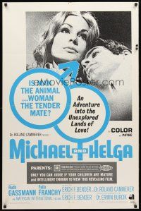 8p480 MICHAEL & HELGA 1sh '68 an adventure into the unexplored lands of love, is man an animal?