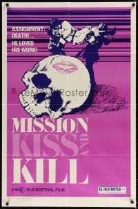 8p492 MISSION: KISS & KILL 1sh '83 Zhao Ji Zai Da Heng Hang, cool skull & martial arts action art!