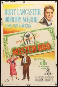 8p496 MISTER 880 1sh '50 art of Burt Lancaster, Dorothy McGuire & counterfeit money!