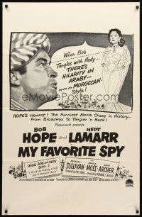 8p526 MY FAVORITE SPY military 1sh R50s Bob Hope wearing turban staring at sexy Hedy Lamarr!