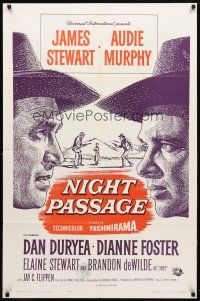 8p560 NIGHT PASSAGE 1sh R64 no one could stop the showdown between Jimmy Stewart & Audie Murphy!