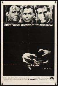 8p567 NO WAY TO TREAT A LADY 1sh '68 Rod Steiger, Lee Remick & Segal, hands about to strangle!
