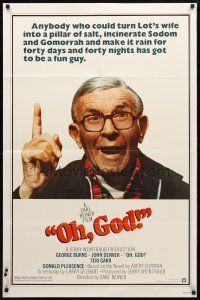 8p580 OH GOD 1sh '77 directed by Carl Reiner, great super close up of wacky George Burns!