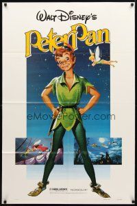 8p614 PETER PAN 1sh R82 Walt Disney animated cartoon fantasy classic, great full-length art!