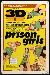 8p641 PRISON GIRLS 1sh '72 3-D, Uschi Digard, sexy art of bad girls!