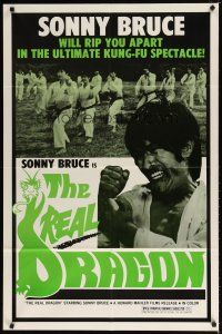 8p661 KUNG-FU THE INVISIBLE FIST 1sh R1970s The Real Dragon with Sonny Bruce, Brucesploitation!