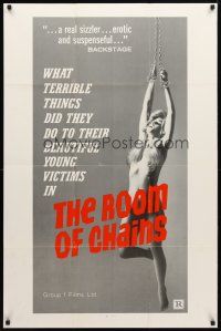8p684 ROOM OF CHAINS 1sh '72 what terrible things did they do to their beautiful young victims?