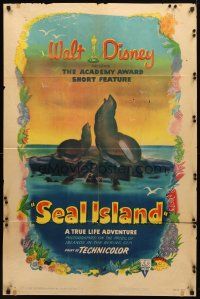 8p699 SEAL ISLAND style A 1sh '49 cool art from Walt Disney True Life documentary!