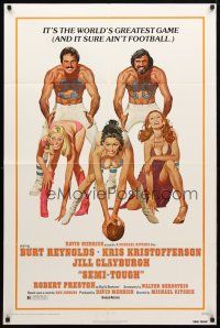 8p702 SEMI-TOUGH 1sh '77 Burt Reynolds, Kris Kristofferson, girls & football art by McGinnis!