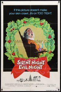 8p721 SILENT NIGHT EVIL NIGHT 1sh '75 this gruesome image will surely make your skin crawl!