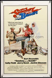 8p732 SMOKEY & THE BANDIT 1sh '77 art of Burt Reynolds, Sally Field & Jackie Gleason by Solie