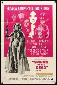 8p753 SPIRITS OF THE DEAD 1sh '69 Federico Fellini, Reynold Brown artwork of sexy Jane Fonda!