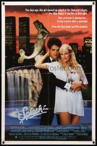 8p754 SPLASH 1sh '84 Tom Hanks loves mermaid Daryl Hannah in New York City!