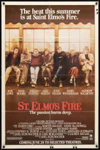 8p762 ST. ELMO'S FIRE advance 1sh '85 Rob Lowe, Demi Moore, Emilio Estevez, Sheedy, Judd Nelson!