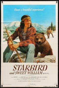 8p771 STARBIRD & SWEET WILLIAM 1sh '75 cool art of Native American Indian & bear cub!