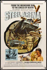 8p776 STEEL ARENA 1sh '73 from moonshine run to circus of death, world champion Hell Drivers!