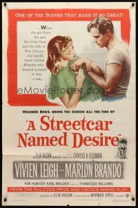 8p002 STREETCAR NAMED DESIRE 1sh '51 art of Marlon Brando & Vivien Leigh, Elia Kazan classic!