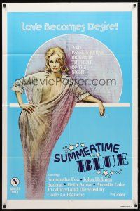 8p793 SUMMERTIME BLUE 1sh '78 Samantha Fox, John Holmes, Serena, sexy artwork!