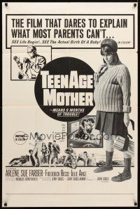 8p818 TEENAGE MOTHER 1sh '66 way more than nine months of trouble, Jerry Gross camp classic!
