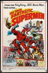 8p842 THREE FANTASTIC SUPERMEN 1sh '77 I Fantastici tre supermen, awesome comic book art by Pollard