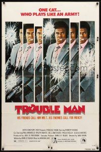 8p881 TROUBLE MAN 1sh '72 Robert Hooks is one black African-American cat who plays like an army!